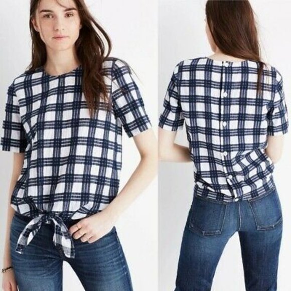 Madewell Tops - Madewell Plaid Tie Front Top